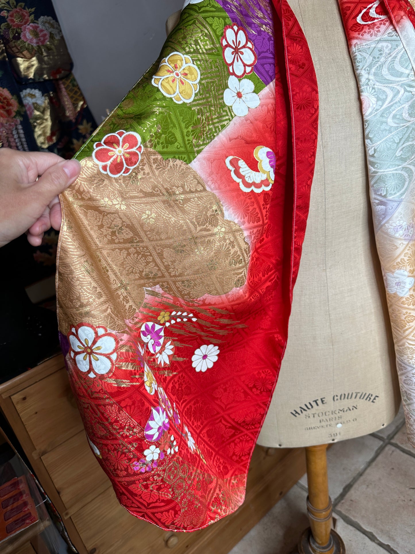 Foulard furisode kimono japonais en soie Neuf