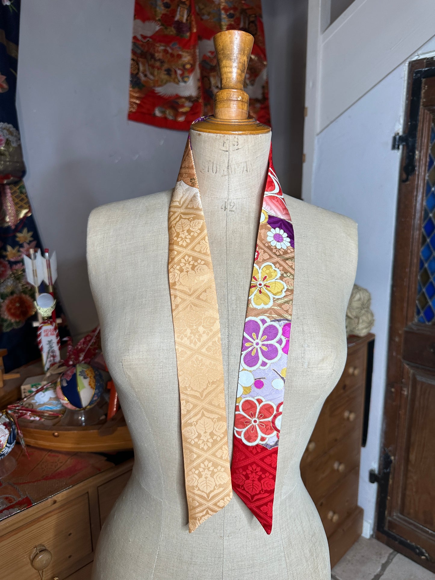 Foulard ruban kimono japonais Furisode en soie