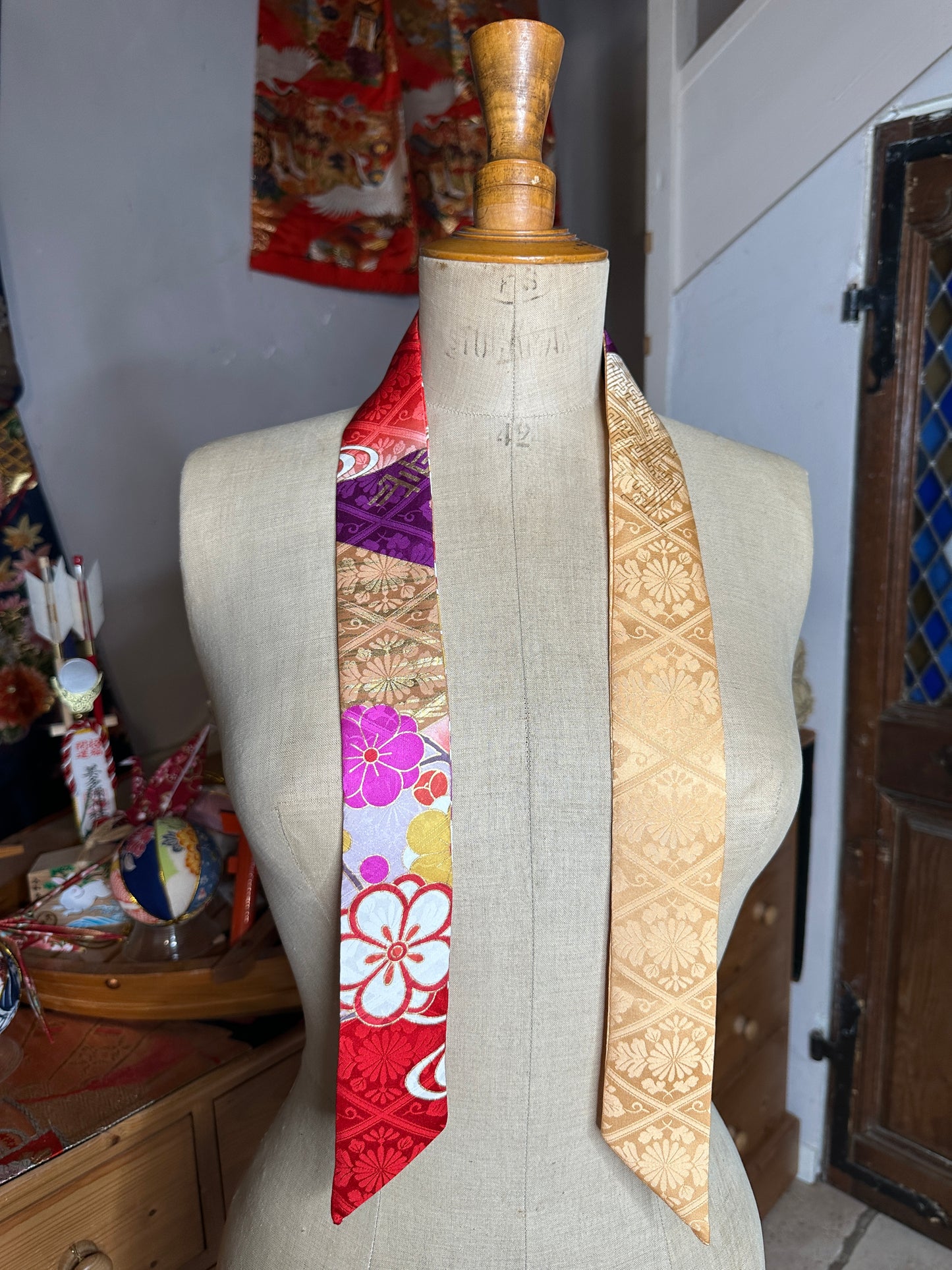Foulard ruban kimono japonais Furisode en soie