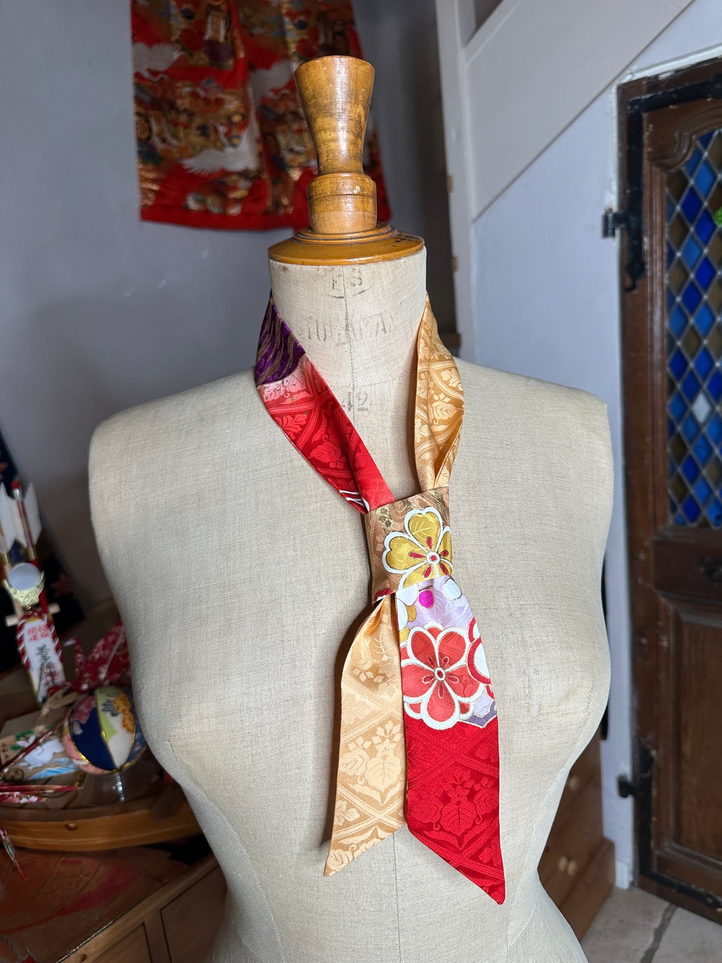 Foulard ruban kimono japonais Furisode en soie
