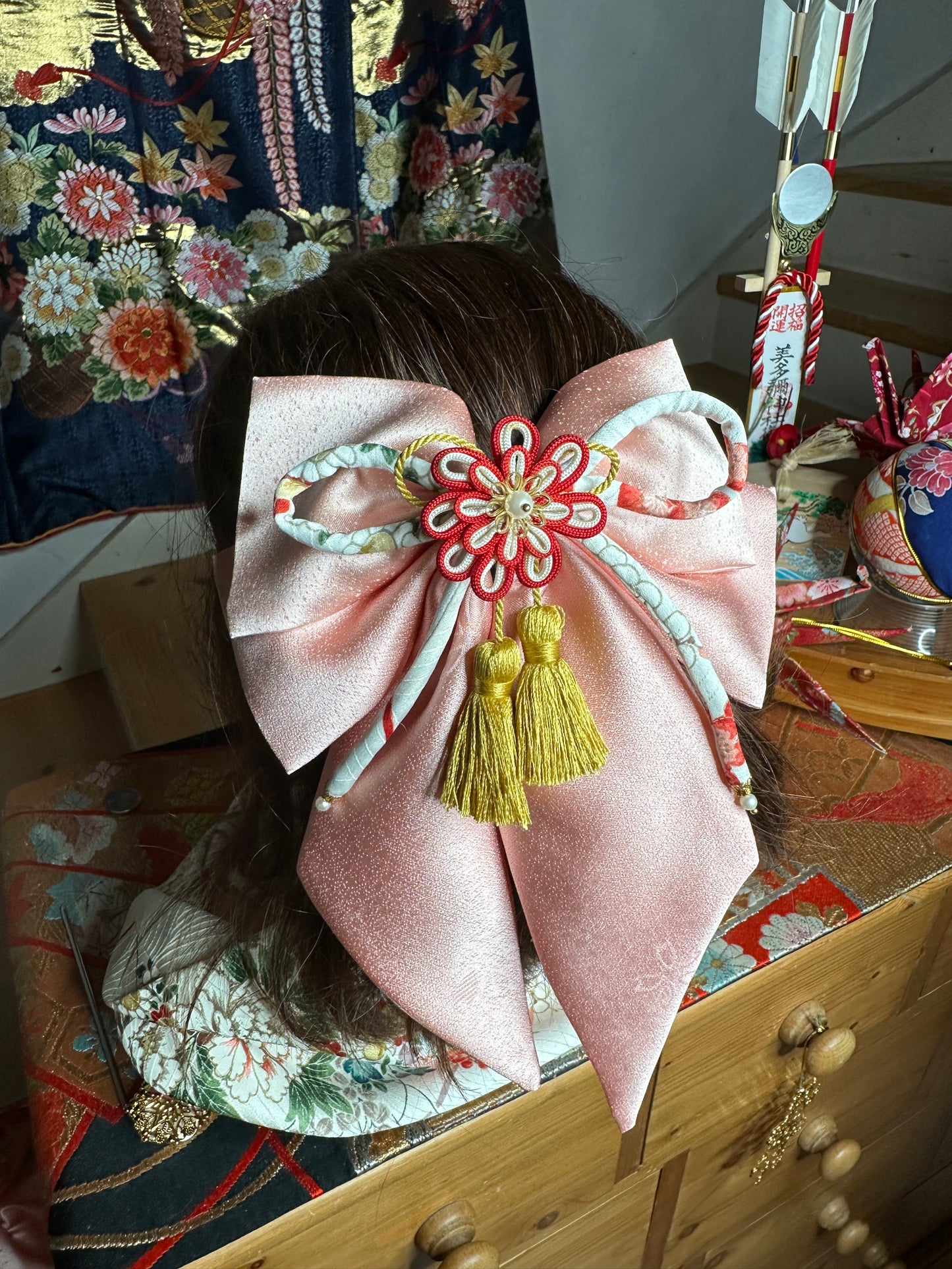 Barrette kimono japonais en soie