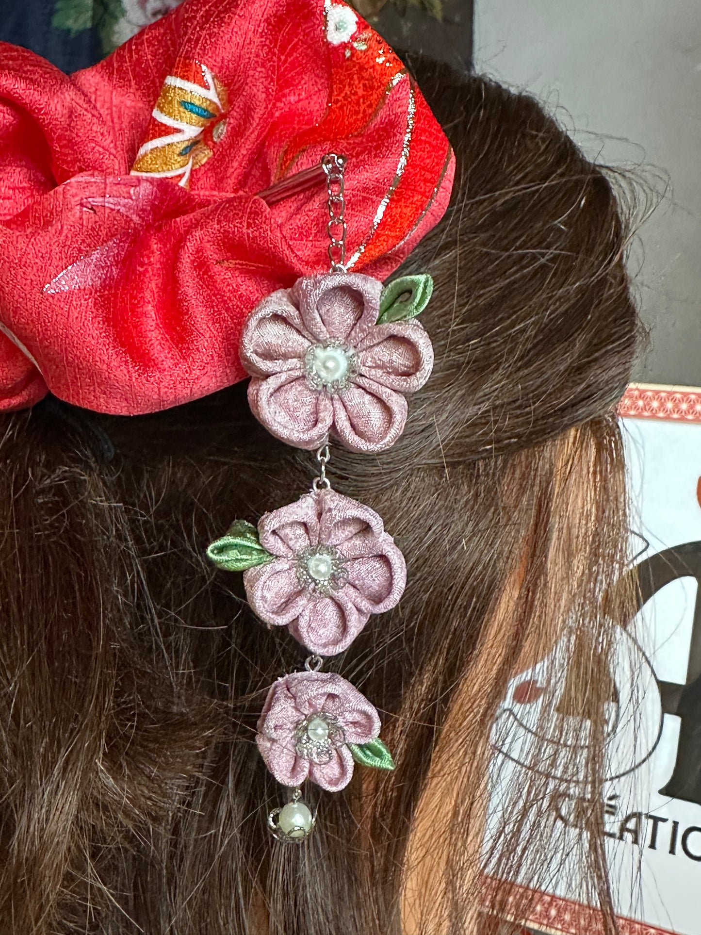 Kanzashi japonais kimono en soie Tsumamisaiku