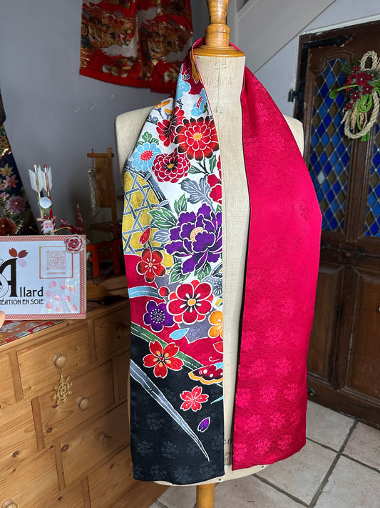 Foulard kimono japonais Furisode en soie