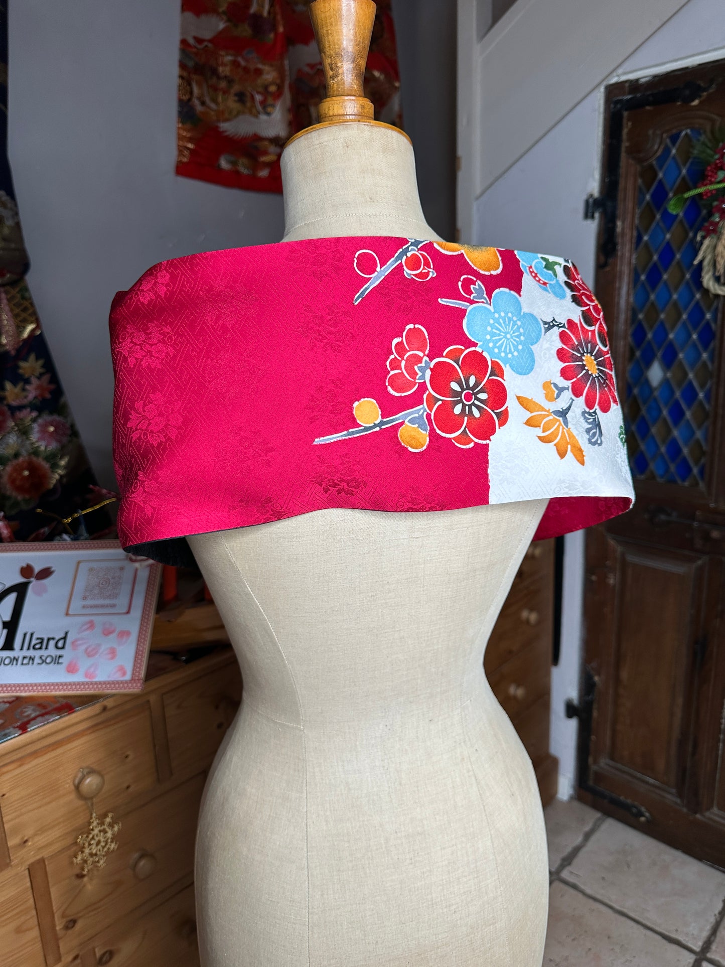 Foulard kimono japonais Furisode en soie