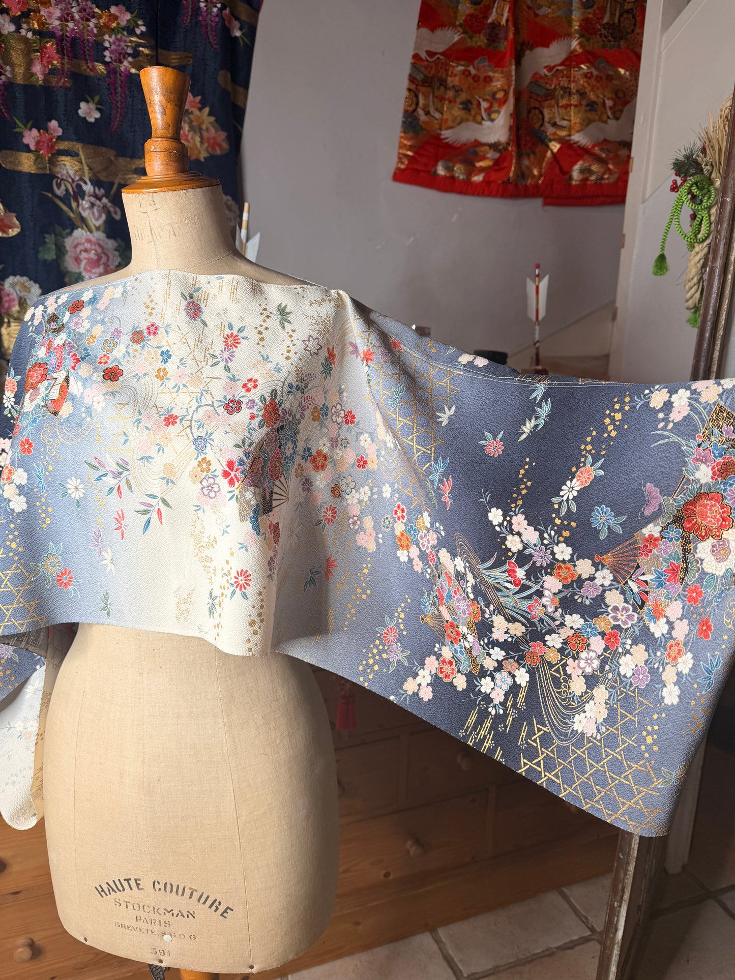 Top tunique courte kimono japonais en soie