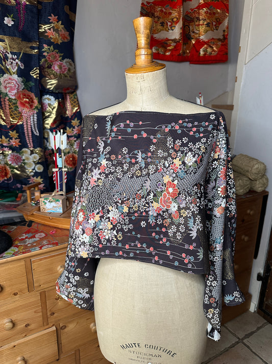 Cape tunique en soie kimono