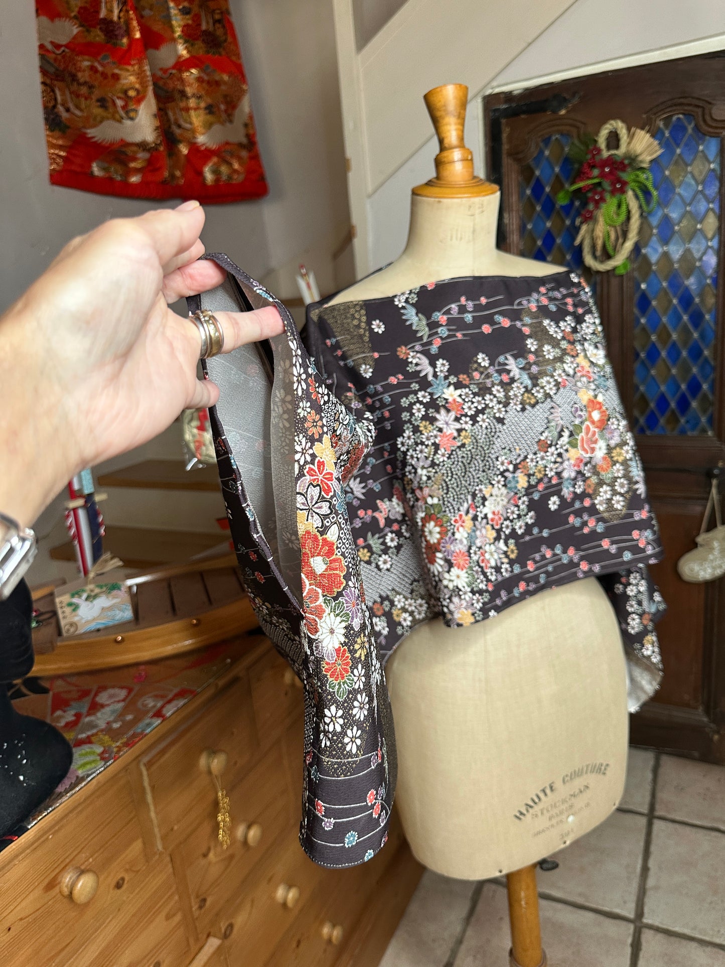 Cape tunique en soie kimono