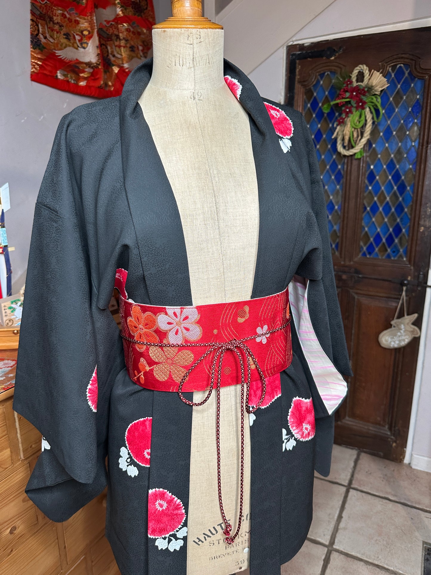 Ceinture Obi réversible en soie