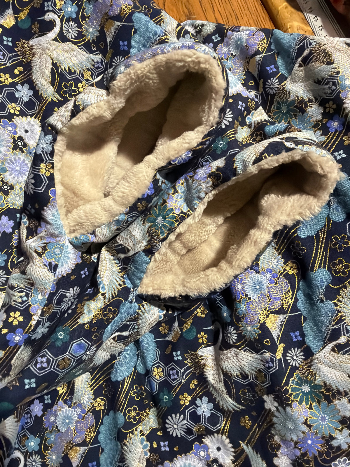 Momonga veste réversible tissu japonais en coton et micropolaire