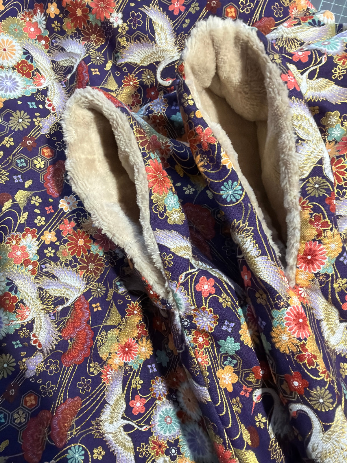 Momonga veste réversible tissu japonais en coton et micropolaire