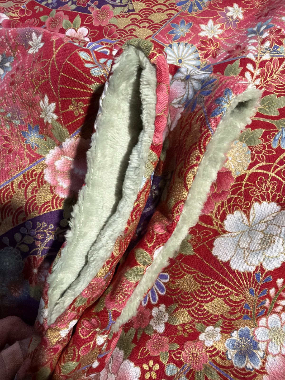Momonga veste  réversible tissu japonais en coton et micropolaire