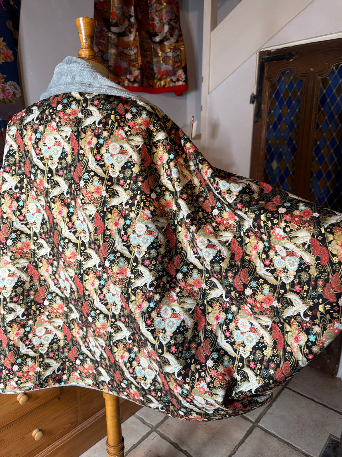 Momonga veste japonaise réversible tissu japonais en coton et micro polaire