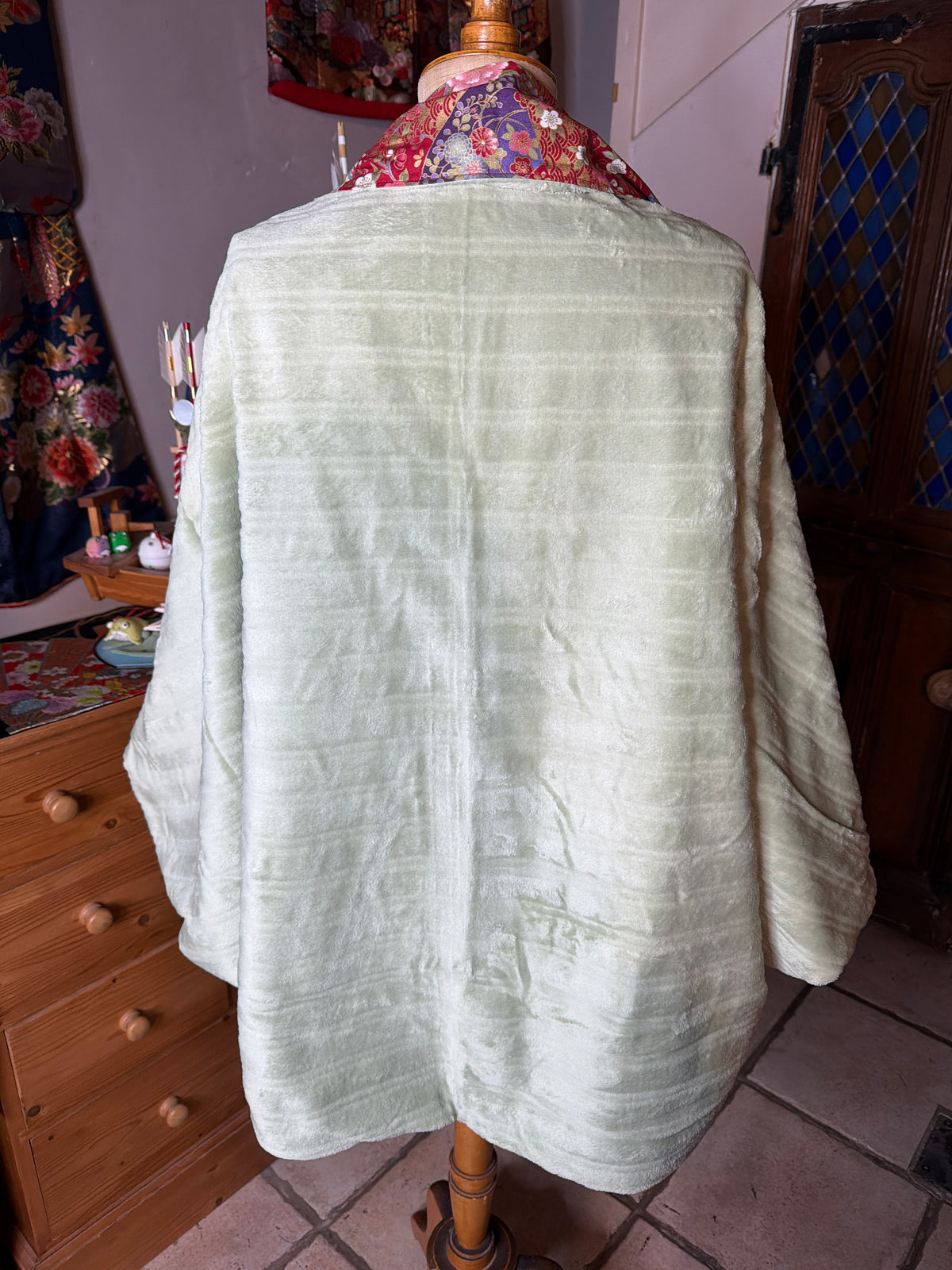 Momonga veste  réversible tissu japonais en coton et micropolaire